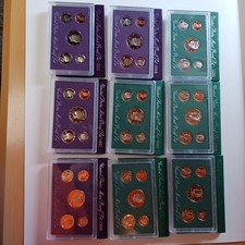 1990-1998 Lot of 9 US Mint Proof Sets 45 Coins OGP (STOCK PHOTOS) picture