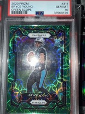 2023 Panini Prizm Rookies Bryce Young #311 Green Scope Prizm /75 (RC) PSA 10 picture