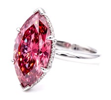 RARE Amazing 8.50Ct Certified Marquise Pink Diamond Solitaire Ring In 925 Silver picture