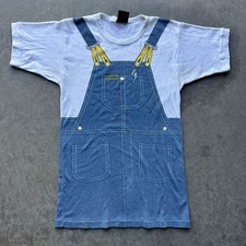 Vintage 1970s Wrangler Overalls T-shirt Logo Unisex Men’s Size Small picture