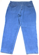 White Stag Pull On Denim Jeans Tapered Leg Elastic Waist Womens XL 16-18 (36X28) picture