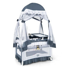 Costway 4 in 1 Portable Baby Playard Crib Bassinet Bed w/ Table Canopy Music Box picture