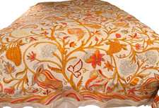 Antique 19th C. Art Nouveau Handmade Crewel Work Bedspread Curtain Panel   ZZ742 picture