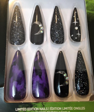 KISS Press-On Nails Extra Long Stiletto Glow in Dark Glitter Halloween HSD17X picture