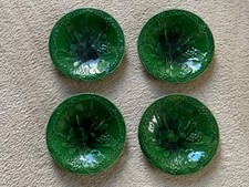 S/4 Vintage English Pottery Green Majolica  Plates 8 inches picture