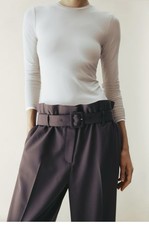 New H&M Edition Belted Wool-Blend Pants (Dusty Purple) Sz S NWT 1324358001 picture