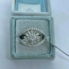 1.80Ct Baguette Lab Created Diamond Shank Engagement Ring 14K White Gold Plated picture