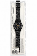 Vintage Swatch Watch Black Zebra Design New Old Stock Original Box 1990s picture