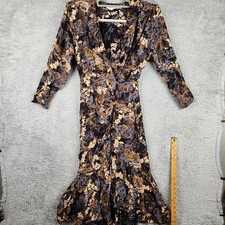 Vintage Barbara Barbara Dress Womens Medium Black Floral Fairy Grunge Ruffle 80s picture