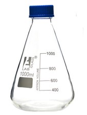 Eisco 1000ml Erlenmeyer Flask with PTFE Lined Screw Cap, Borosilicate 3.3 Glass picture