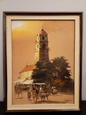 EDGARDO EDDIE SARMIENTO SIGNED ORIGINAL PAINTING 1977 VINTAGE OIL ON CANVAS picture