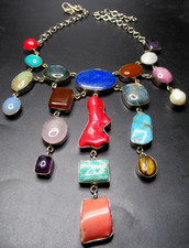Gorgeous Genuine Gemstone Artisan Handcrafted Statement Necklace picture