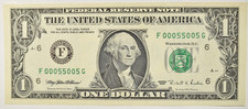 1977 1993 1995 SET OF 3 IDENTICAL SERIAL # BINARY $1 FRN UNC ALL 3 #00055005 picture