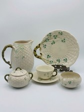 Belleek Vintage Shamrock Basketweave Porcelain 6 of sets (Pitcher,Sugar bowls..) picture