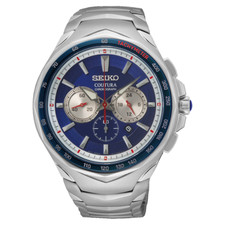 Seiko Coutura Men's Blue Dial 45.6mm Sillver Stainless Steel Chronograph Watch picture