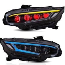 1Pair LED Headlights For 2016-2021 Honda Civic w/Startup Animation & Demon Eyes picture