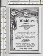 Washburn music instruments guitar banjo mandolin 1898 magazine small print ad picture
