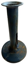 1800s Antique Vintage Hog Scraper Pushup Candlestick early BLUE paint picture