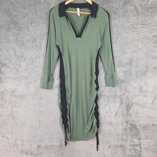 Anthropologie Daily Practice Dress Large Petite Polo Ruched Midi Sporty Tennis picture