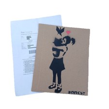 Banksy Dismaland art rare signed Cardboard 2015 souvenir bomb hugger 1/10 picture