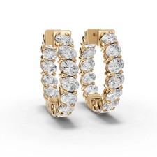 3.53 Ct Oval Basket Lab Grown Diamond 18k Yellow Gold Hoop Earrings picture