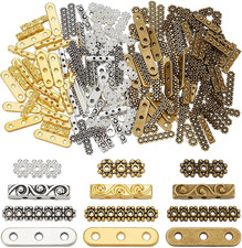 180Pcs 4 Styles 3 Holes 7 Holes Antique Rectangle Spacer Bars, Tibetan Style Spa picture