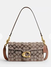 NWT Coach Tabby Shoulder Bag 26 Crystal Signature Jacquard CDZ34 Brass Mushroom picture