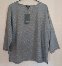 Jones New York Houndstooth 3/4 Sleeve Sparkle Top Black White Large picture