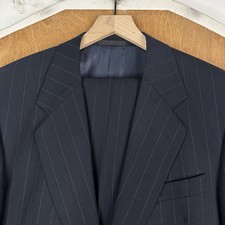 VTG Nick Hilton Suit Mens 40S Black Pinstripe 2 Button Wool Pants 34x29 picture