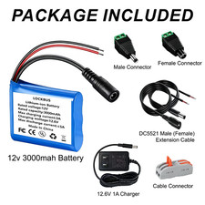 DC 12V 3000mAh Rechargeable Battery, 12V Battery Pack for DIY Projects picture
