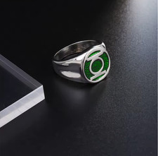 Green Lantern Vintage Green Geometric Totem Signet Ring picture
