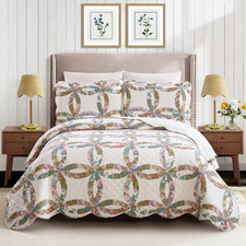 Modern Heirloom 3pc Full/Queen Dahila Chain Quilt Bedding Set picture
