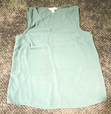 Nine West Women’s Green Solid V-Neck Sleeveless Pullover Blouse Size S picture