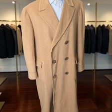 Vtg Oxxford Clothes Double Breasted Polo Overcoat 48L Emperor's Cashmere Belted picture
