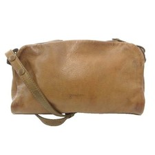 Genten Leather Shoulder Bag Brown 3 Pockets Square Shape NX Used b4cecfa86fe6f8e picture