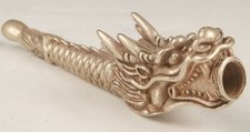 Old Chinese Tibet silver hand-carved dragon smoking pipe f416 picture