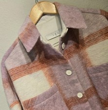 IRO Lahiana Pink Plaid Wool Bomber Jacket Cropped FR Size 36 US 4 Oversized picture