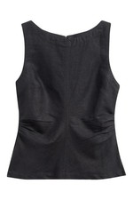NWT Madewell Cinched Boatneck Sleeveless Top 100% Linen Black Sz 00  Lightweight picture