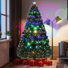 4 5 6 7FT Pre-Lit Fiber Optic Artificial Christmas Tree w/ Multicolor LED Lights picture