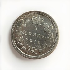 1870 5 Cents Canada Double Die - VF/EF picture