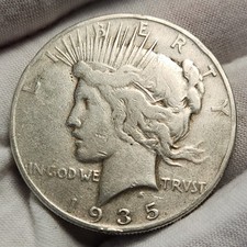 1935 S Peace Silver Dollar $1 US Coin San Francisco Semi-key Date Fine Ps35cG picture
