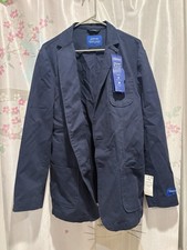 HAGGAR SMART WASH COMFORT STRETCH JACKET NAVY SLIM FIT LARGE L REG MALE 44/46 picture