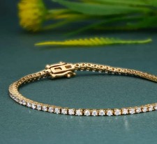 2.55CT Round Cut Natural Diamond UGL Certified Tennis Bracelet 14K Yellow Gold picture