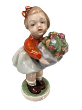 Vintage Gerold Porzellan Bavaria Girl Flowers German Porcelain Figurine picture
