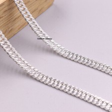 Pure S999 Fine Silver 999 Chain 4mm Curb Cuban Link Necklace 14-15g 19.6inch picture