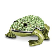 Bejeweled HOPPER Small Green Frog Trinket Box picture
