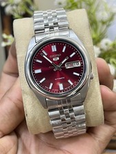 Seiko 5 Automatic Cherry Red Mens Dial Watch Japan Made 7009 picture