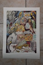 Vintage Siegfried Reinhardt Lithograph Art Print Abstract Animals Owl Wasp picture