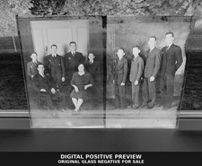 Antique 5x7 Glass Negative Formal group, eight men and one woman, light suits picture
