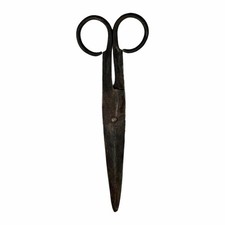Antique Large 10.75” Hand-Forged Dark Metal Scissors picture
